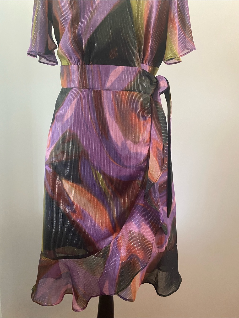 Nicole miller size 4 iridescent wrap dress - Picture 4 of 8